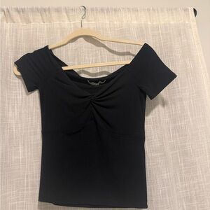 Abercrombie & Fitch Black Short Sleeve Twist Front Crop Top